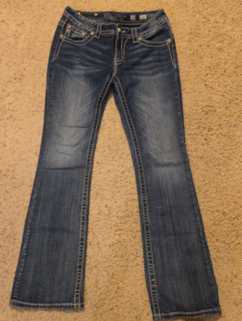 Miss Me Naturally Distressed Blue Boot Cut Relaxed Jeans